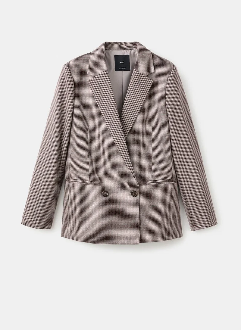 MANGO Double-breasted micro-houndstooth jacket